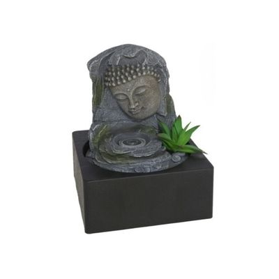 ​Fontaine Tête de Bouddha avec Rocher – 25 cm