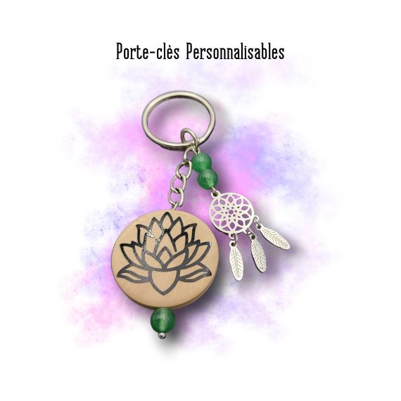 Porte-clés Lotus et attrape-rêves personnalisable Porte-clés Lotus et attrape-rêves personnalisable