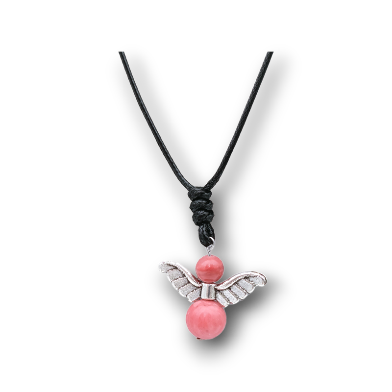 Collier Ange et perles de Rhodonite