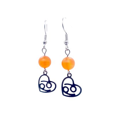Boucles d'oreilles Astro - Cancer - Cornaline mat