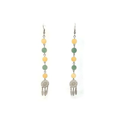 Boucles d'Oreilles Aventurine et Calcite Jaune mat, 6 mm