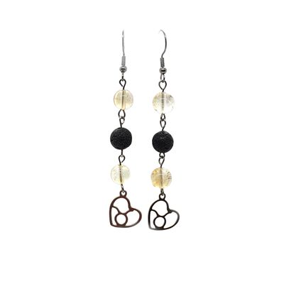 Boucles d'oreilles Astro - Taureau - Citrine et pierre de lave