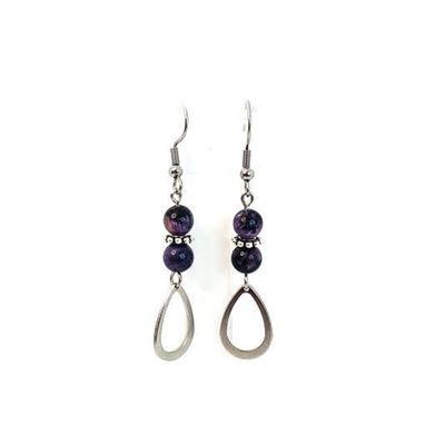 Boucles d'Oreilles Charoïte - 6 mm