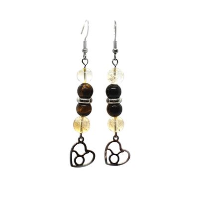 Boucles d'oreilles Astro - Taureau - Citrine et oeil de tigre