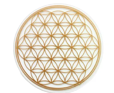 Sous verre Fleur de vie doré 19cm Sous verre Fleur de vie doré 19cm
