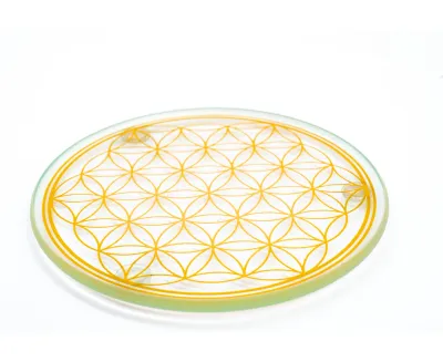 Sous verre Fleur de vie doré 9cm