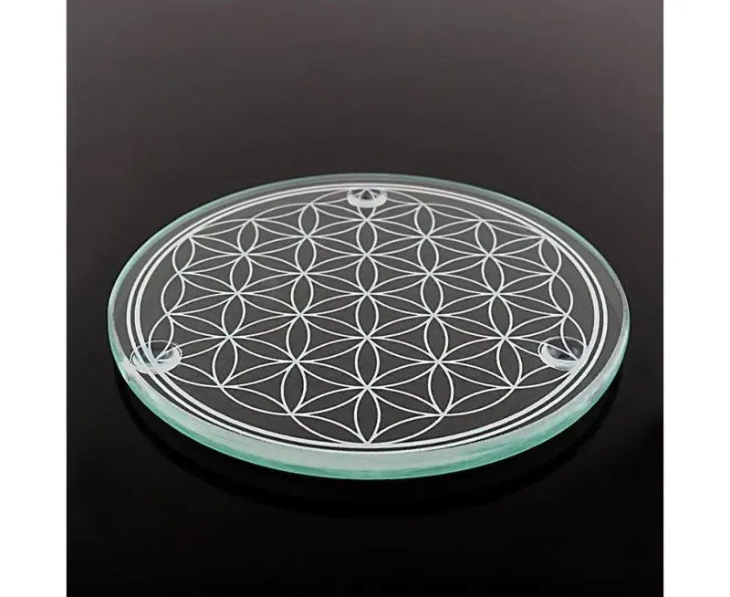 Sous verre Fleur de vie blanc 9cm