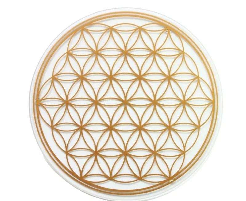 Sous verre Fleur de vie doré 19cm
