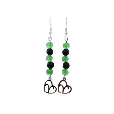 Boucles d'oreilles Astro - Bélier - Aventurine verte &amp; Pierre de lave