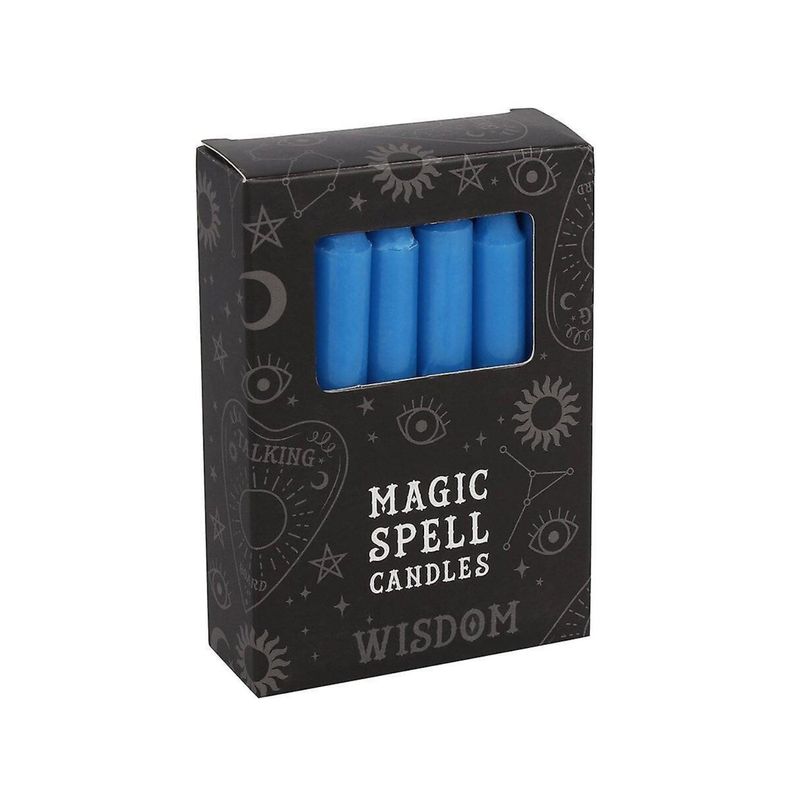 Lot de 12 bougies rituels - Bleu cyan Sagesse