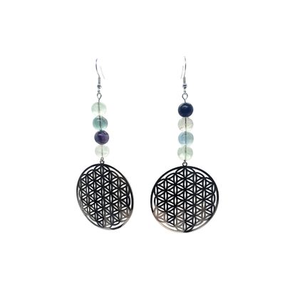 Boucles d'Oreilles - Fluorite - 8 mm