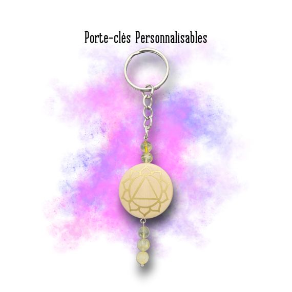 Porte-clés Chakra Plexus solaire personnalisable Porte-clés Chakra Plexus solaire personnalisable