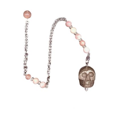 Pendule Tête de Mort - Pyrite naturelle, Pierre de lune