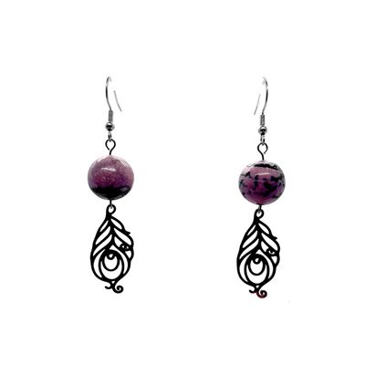 Boucles d'Oreilles - Rhodonite - 14 mm