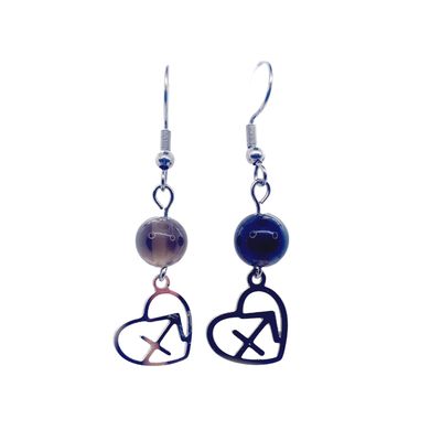 Boucles d'oreilles Astro - Sagittaire - Quartz fumé mat