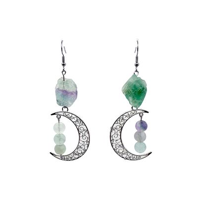 Boucles d'Oreilles - Fluorite - 6 mm et brute