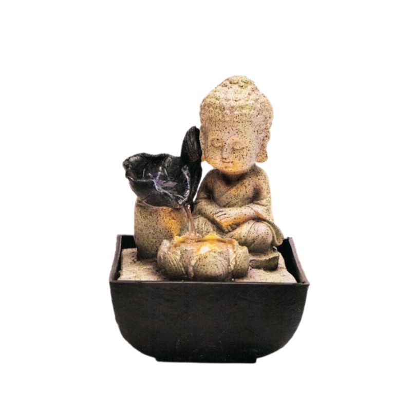 Fontaine Bouddha Enfant avec Éclairage LED – 21,5 cm
