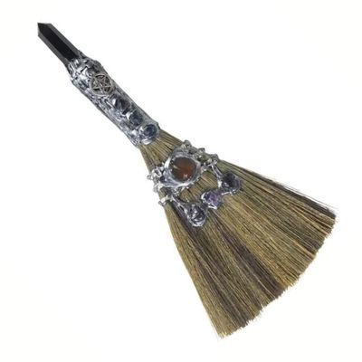 Balai wicca - obsidienne noir 32 cm
