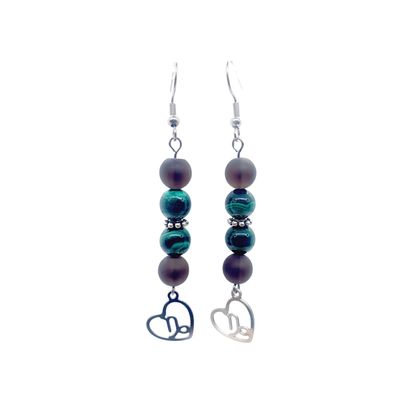 Boucles d'oreilles Astro - Capricorne - Quartz fumé mat &amp; malachite