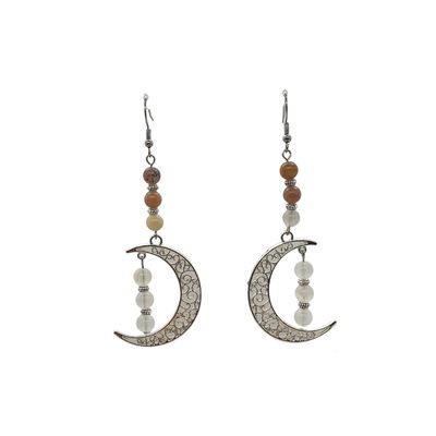 Boucles d'Oreilles - Sélénite et Pierre de Lune - 6 mm