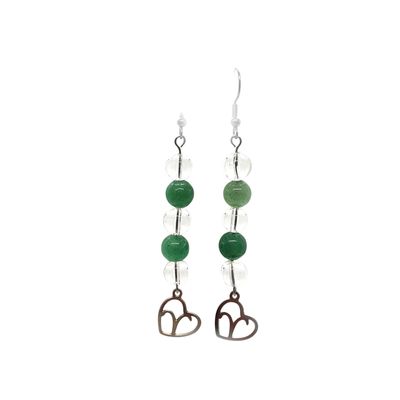 Boucles d'oreilles Astro - Bélier - Cristal de roche &amp; Aventurine verte