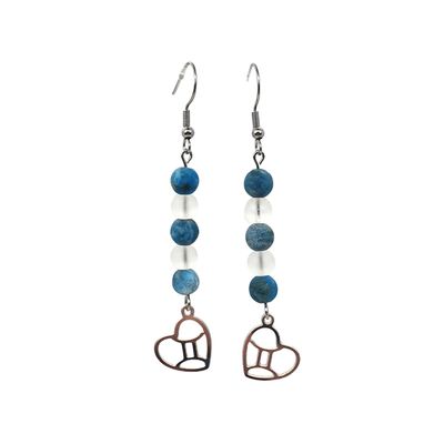 Boucles d'oreilles Astro - Gémeaux - Apatite &amp; Cristal de roche mat