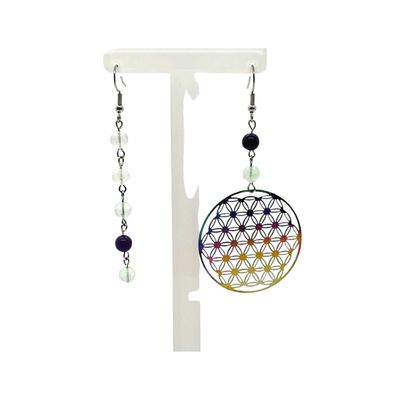 Boucle d'oreille asymétrique Fluorite 6 mm Boucle d'oreille asymétrique Fluorite 6 mm