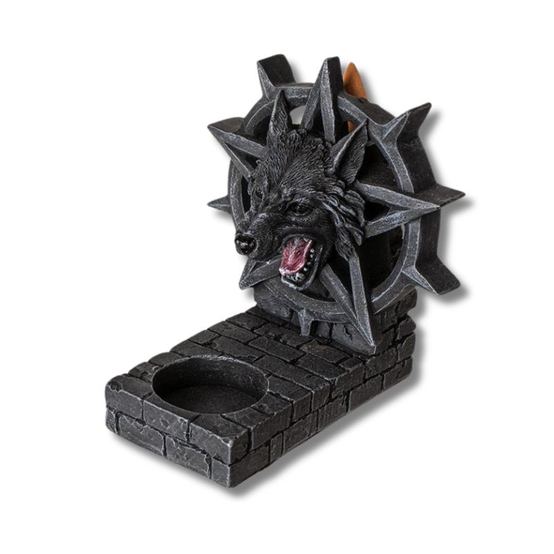 Brûleur d'encens à reflux - Tête de loup pentagramme
