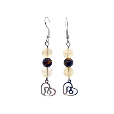 Boucles d'oreilles Astro - Lion -  Citrine &amp; Oeil de tigre