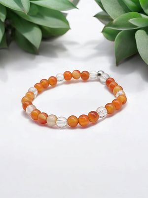 Bracelet cornaline et cristal de roche 6mm