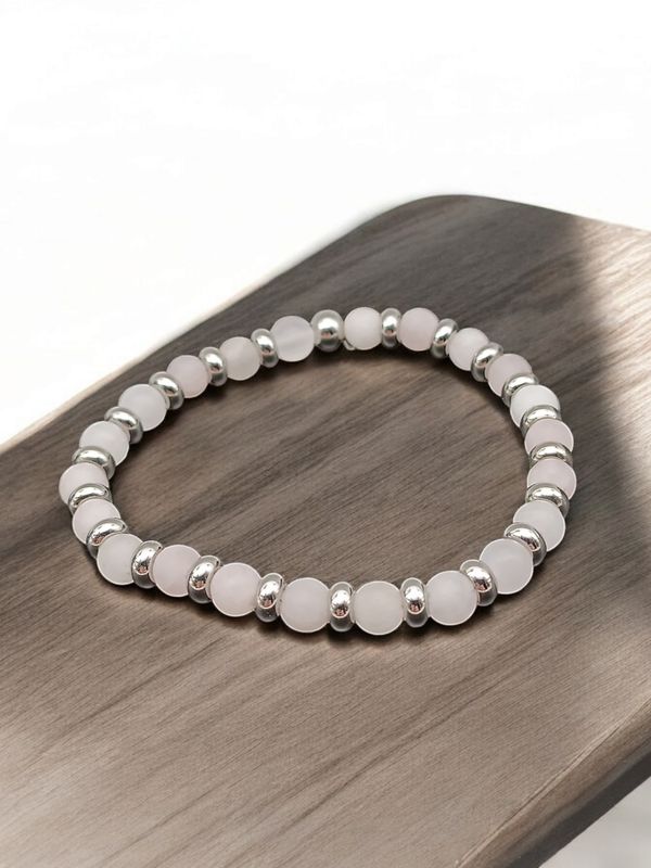 Bracelet quartz rose mat 6mm