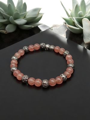 Bracelet quartz hématoïde et pierre de lave 6mm