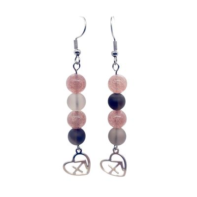 Boucles d'oreilles Astro - Sagittaire - Quartz fumé &amp; Quartz hématoïde