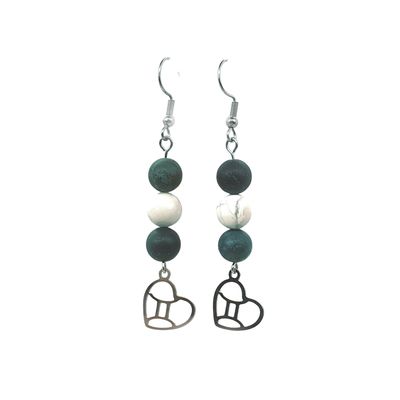 Boucles d'oreilles Astro - Gémeaux - Agate mousse mat et Howlite