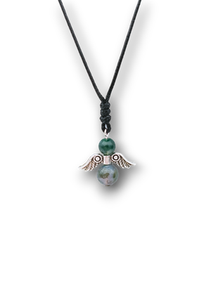 Collier Ange et perles d'Agate mousse