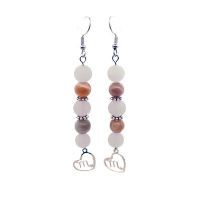 Boucles d'oreilles Astro - Scorpion - Quartz rose et Pierre de Lune