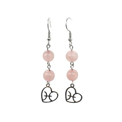 Boucles d'oreilles Astro - Poisson - Quartz Rose