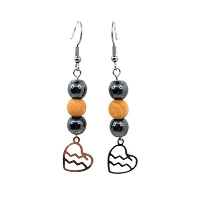 Boucles d'oreilles Astro - Verseau - Hématite et cèdre