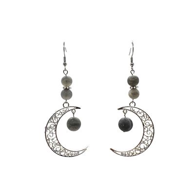 Boucles d'oreilles - Labradorite mat - 8 &amp; 10 mm