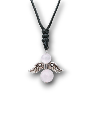 Collier Ange et perles de Quartz rose