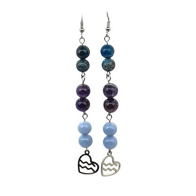 Boucles d'oreilles Astro - Verseau - Labradorite, améthyste et angélite