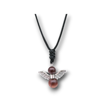 Collier Ange et perles de Palissandre rouge