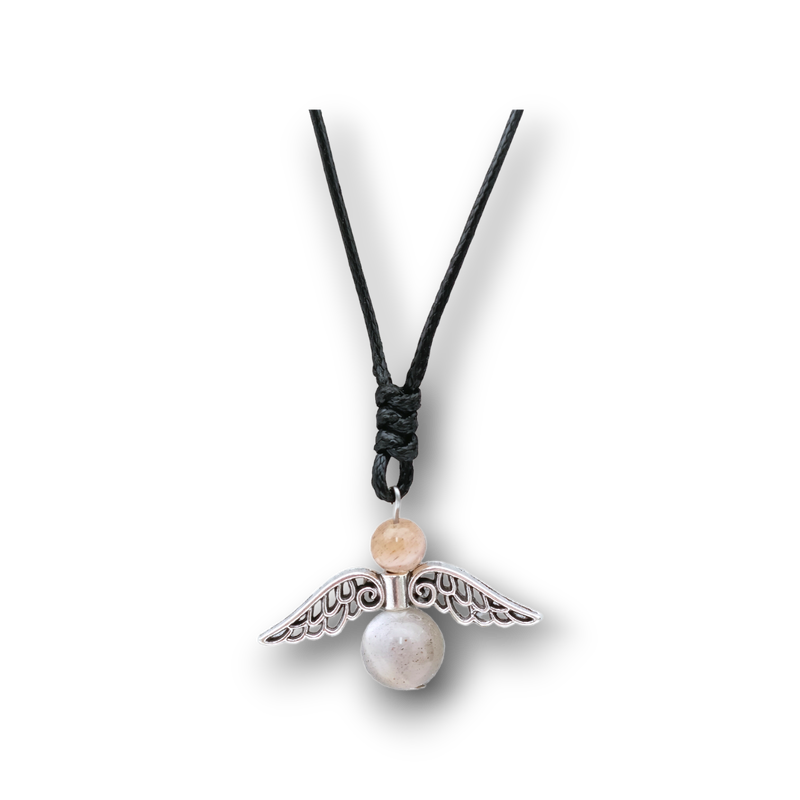 Collier Ange et perles de Pierre de lune Collier Ange et perles de Pierre de lune