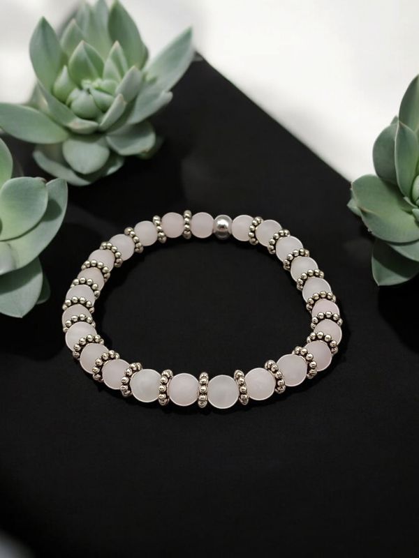 Bracelet quartz rose mat 6mm
