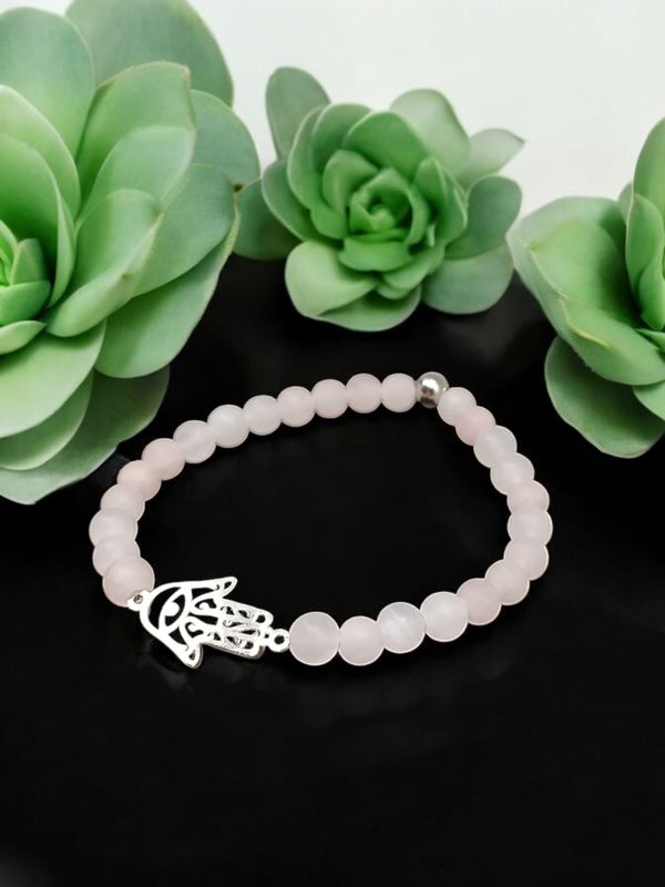 Bracelet quartz rose mat 6mm