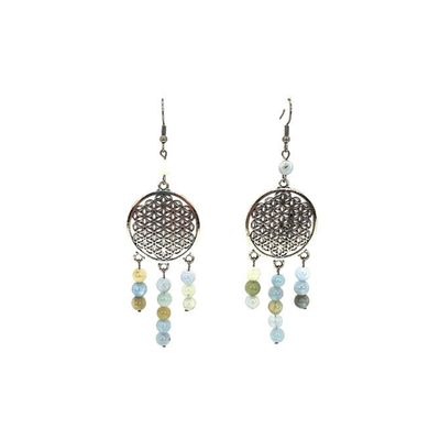 Boucles d'Oreilles Aigue Marine, 6 mm