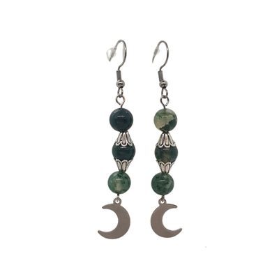 Boucles d'Oreilles - Agate Mousse 8 mm
