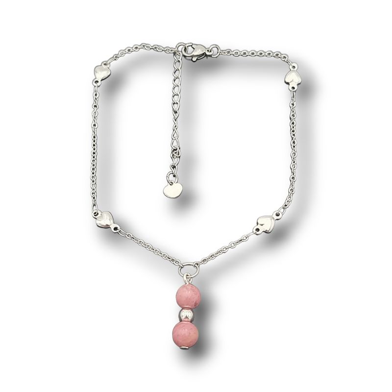Bracelet de cheville - Perles de Rhodonite
