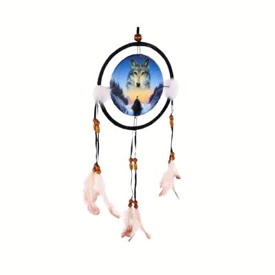 ​Attrape-rêves Tête de loup - 16 cm.