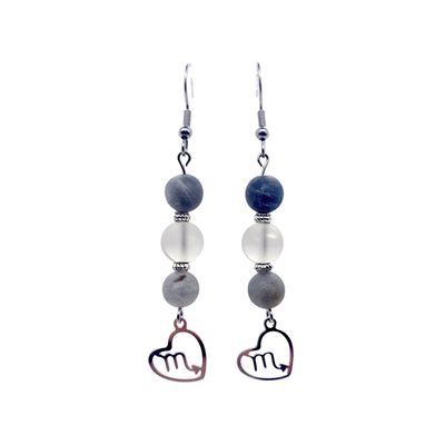 Boucles d'oreilles Astro - Scorpion - Labradorite &amp; Cristal de roche